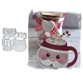 Christmas Santa Mug Metal Die Cuts Cutting Dies, Christmas Santa Mug Paper Cards Cutting Dies Cut Stencils for DIY Embossing Card Making Book Tags Decorative Paper Dies Scrapbooking