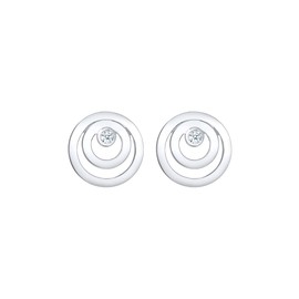 Elli Diamond Earrings Women's Circle Round Geo with Diamond (0.03 ct.) in 925 Sterling Silver, Facet cut, Diamond