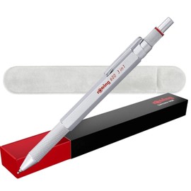rOtring 600 3-in-1 Multicolour Pen and Mechanical Pencil | Black & Red Ballpoint Pen Tips | 1 Pencil Tip (0.5mm) | Velvet Case
