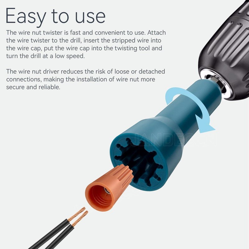 JANDECCN Wire Nut Twister, Cable Twisting Tool for Drill with