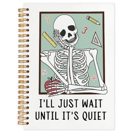 Likjad Funny Gothic Teacher Spiral Notebook Journal 5.5x8.3, Back to School Teacher Gifts Journals for Writing, Funny Gothic Skeleton Hardcover Notebooks for Note Taking