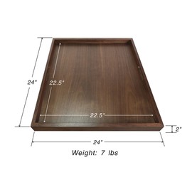 BARsics 24x24 inches Square Walnut Wooden Ottoman Tray, Large Living Room Serving Tray