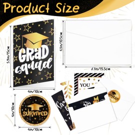 RAINFLOW Graduation Cards 2025-Graduation Gifts for Her Him, Black and Gold, Bulk Greeting Grad with Envelope and Sticker，12 Cards and Envelopes, 18 Sticker Seal，For College & High School Graduation