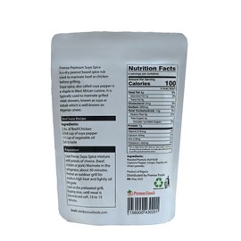 Prenox Foods Prenox Premium Suya Pepper Spice is a dry peanut based spice rub used to marinate beef or chicken before grilling 7oz.