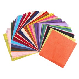 50 Colors 50 Sheets Natural Fiber Mulberry paper Sheets Square Origami Paper Arts Folding Craft, Decoration Paper, Square Folding Paper for DIY Crafts 4 x 4 Inches (Mixed Colors)