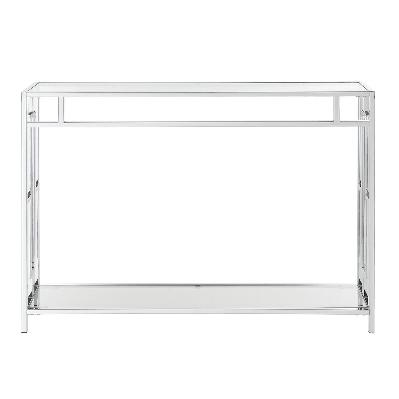 Town Square Chrome Console Table with Shelf, Glass/Chrome