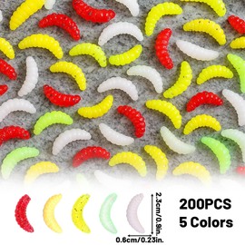 400 Piece Fishing Accessory Set, Baits for Freshwater and Saltwater Fishing, Baits for Trout and Bass, Fishing Accessories with Realistic Baits, 200 Mealworms and 200 Artificial Bait Worms