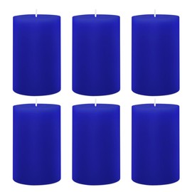 6 Packs 2.75x4 Inch Blue Colored Pillar Candles, Unscented Dripless Cylinder Wax Candles for Home Table Holiday Party Spa Decor Emergency Power Outage