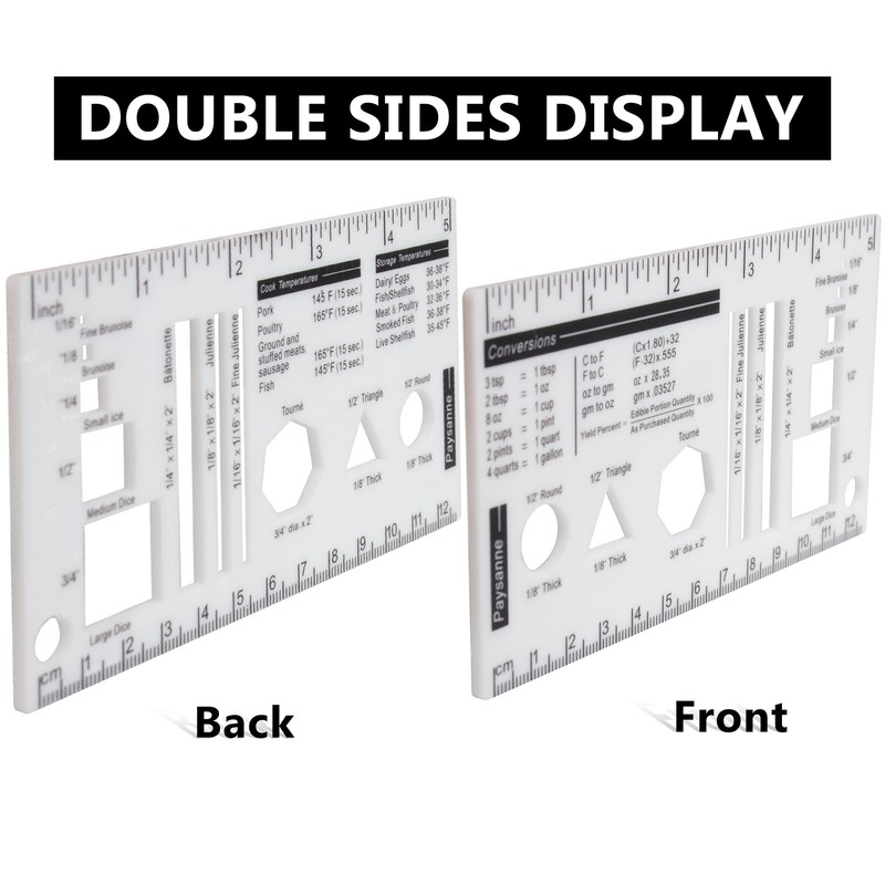 UPTTHOW Culinary Ruler Acrylic Mini Cutting Reference Template Cooking Measurement