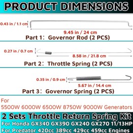 6 PCS GX390 Throttle Return Spring - Fit for Honda GX240,GX270,GX340,GX390,Throttle Linkage for Champion 420cc,389cc,439cc,5500,6000,6500,8750,9000w Generators