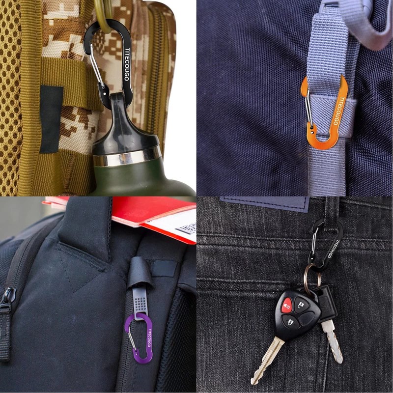 TITECOUGO Carabiner Keychain,Aluminum D-ring Locking Carabine D-Shape Lock Snap Backpack