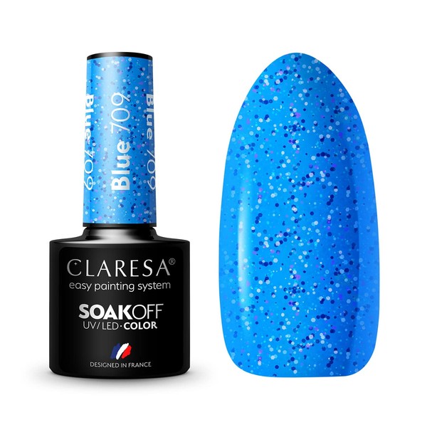 Claresa UV LED Nail Polish Collection Hybrid Manicure Soak Off Nail Polish Blue No. 709 5 ml