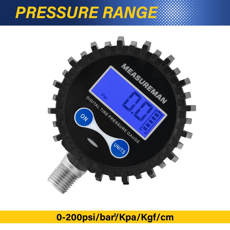 MEASUREMAN 2-1/2" Dial Size Digital Air Pressure Gauge with 1/4''