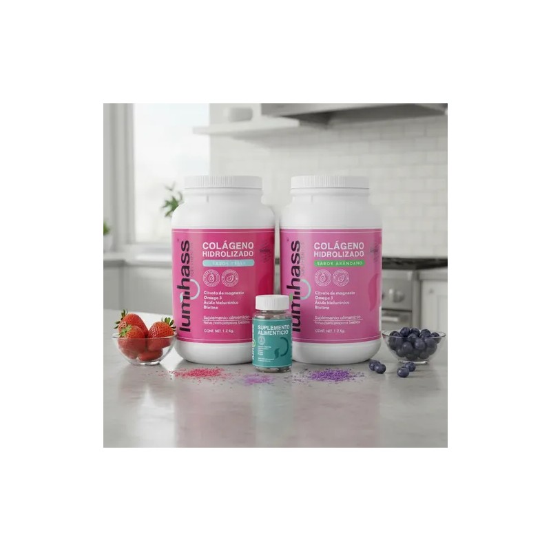 Pack Colágeno Hidrolizado Lumihass Sabor Arándano Fresa Détox Regalo Porciones