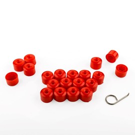 LST 20 x Wheel Bolts Hexagonal Cover Caps Anti-Theft 17 mm Red