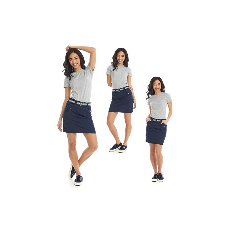 Suko jeans Womens Mid Rise Stretch Poplin Cargo Skirt with