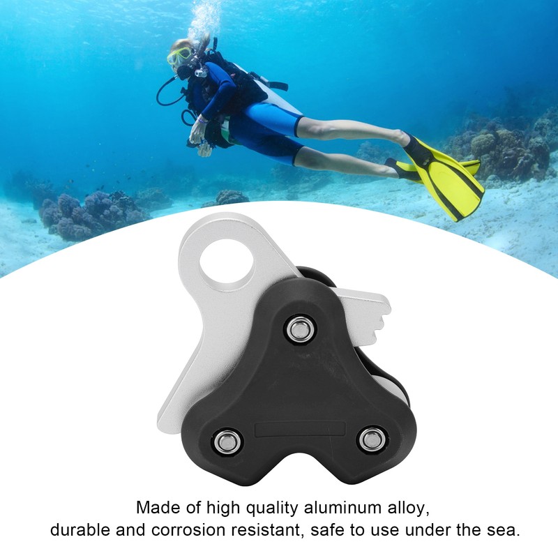 Aluminum Alloy Pulley Scuba Free Diving Buoy Metal Rope Retractor