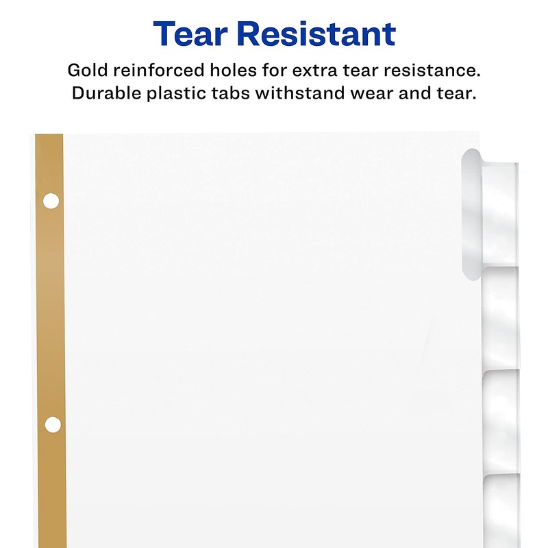 Avery 11124 Insertable Big Tab Dividers, Single 8-Tab Set, Clear-White