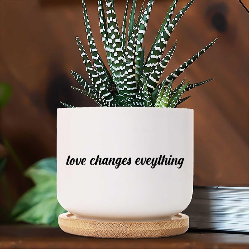 DecStic Love Changes Eveything Planters Ceramic Bible Verse Round Plant