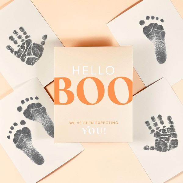 HELLO BOO Inkless Hand & Footprint Kit, 4 Print Cards,