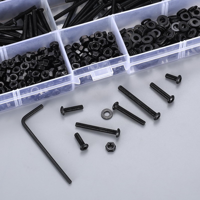 810 Pcs M3 Nuts and Bolts Set, Hex Socket Button