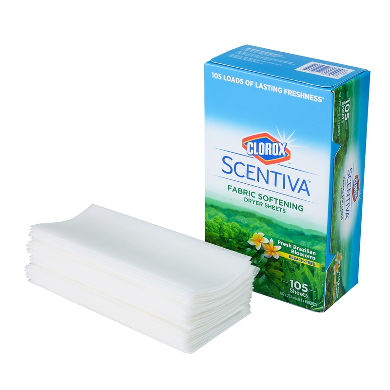 Clorox Scentiva Fabric Softener Dryer Sheets, Fresh Brazilian Blossoms Scent