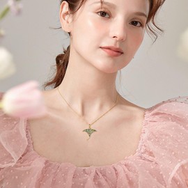 ONEFINITY Stingray Necklace 925 Sterling Silver Gold-Plated Manta Ray Pendant Abalone Shell Sea Animal Jewellery Gift, Sterling Silver, Simulated Abalone