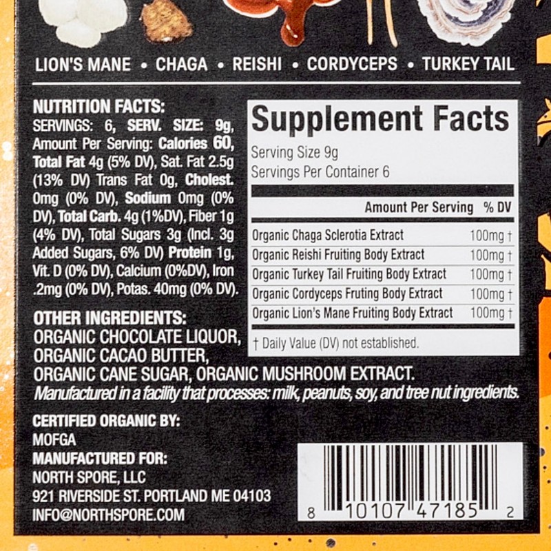 Organic 5 Mushroom Blend 70% Dark Chocolate Bar | Functional