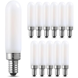 TORCHSTAR 12-Pack T6 LED Bulb, Dimmable Tubular Light Bulb 25 Watt, E12 Candelabra Bulb, 400lm, UL Listed, Edison Filament Light Bulbs for Chandelier, Ceiling Fan, Frosted Glass, 2700K Soft White