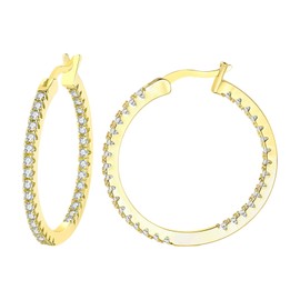 Cupimatch Women's Hoop Earrings with Cubic Zirconia: Hypoallergenic Gold-Plated Earrings 15 mm 20 mm 30 mm Small Hoop Earrings Huggie Sleeping Cartilage Gold Silver Earrings for Women Girls, Brass