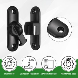 M METERXITY 4-Pack Flip Latch Gate Latch, 3 Inch Zinc Alloy Flip Sliding Barn Door Lock with Screws 90/180 Degree Slide Locks for Barn Door/Fence/Windows/Cabinets [Black]