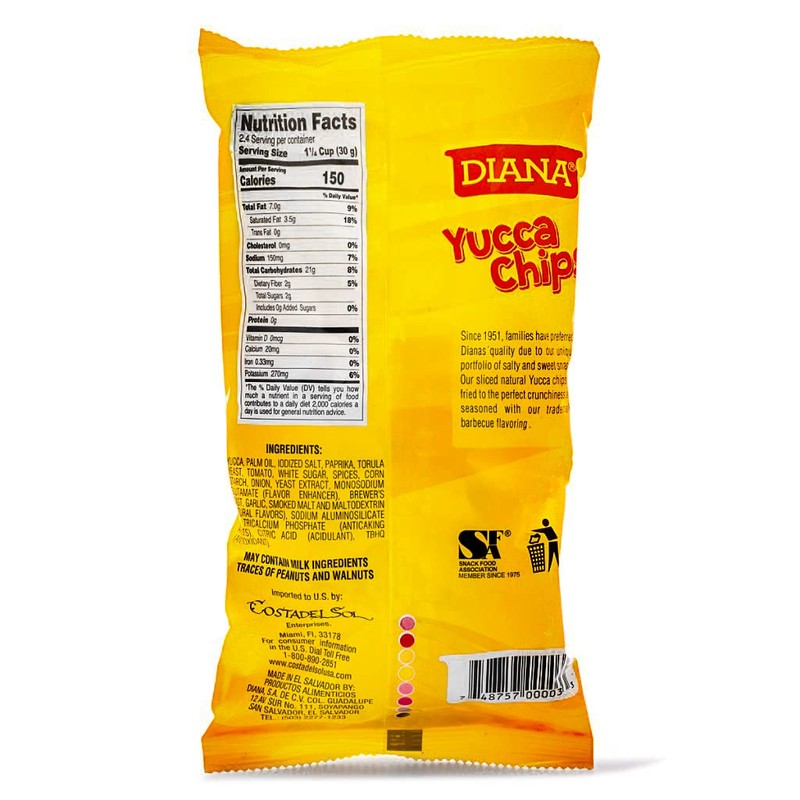 Diana Yuca Snacks 2.29 oz (65g) - Chips (Pack of