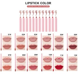 Sitovely High Pigmented Creamy Lip Liner Set, 12 Colors Matte Velvet Lip Liner Pencil, Smooth Non-marking Lipstick Pen Longwear Moisturising Lip Makeup