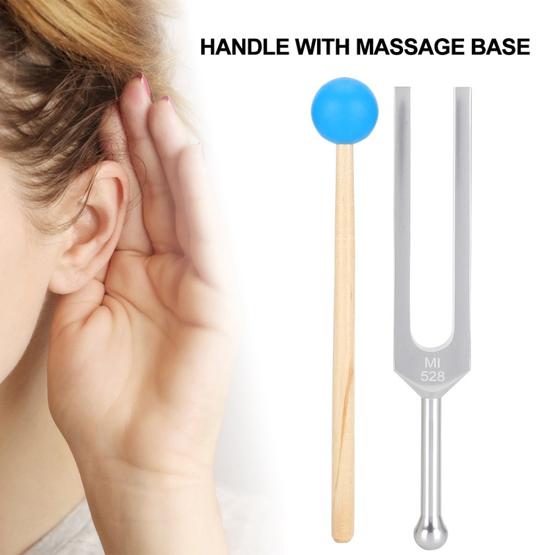 528HZ Aluminum Alloy Tuning Fork Wood Hammer Sound Healing Therapy