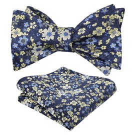 Alizeal - Juego de 2 pajaritas florales de alta calidad para hombre, 091-azul marino+amarillo, Talla única