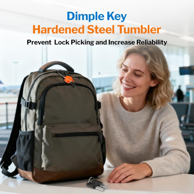 Forge TSA Approved Luggage Locks Ultra-Secure Dimple Key Cable Locks