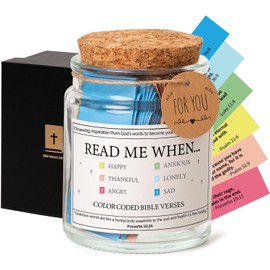 Bible Verses Jar Glass Hope Jar, Bible Verses In a Jar Read Me When Motivational- Christian Gift Scripture Prayer Jar with Cards, Bible Verses Can for Emotions and Feelings