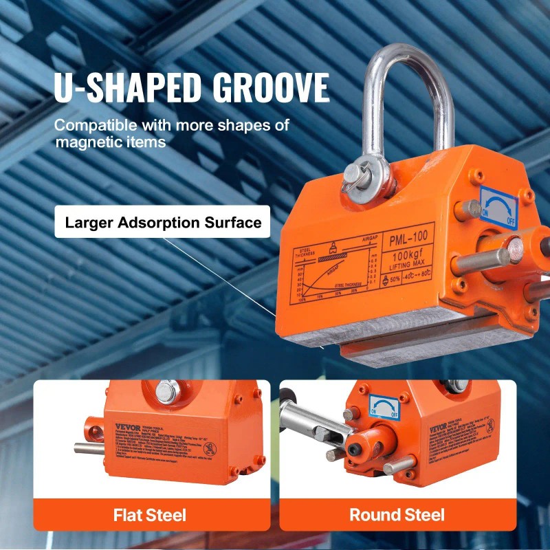 220 Lbs/100 kg Magnetic Lifter with 2.5 Safety Factor Neodymium