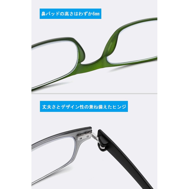 [OptiZen] おしゃれ老眼鏡 超軽量 形状記憶フレーム レディース メンズ 老眼用メガネ ブルーライトカット スクエア型フレーム眼鏡 ケース付き