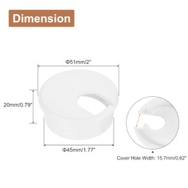 QUARKZMAN Cable Hole Cover, 2 Pieces 45mm/1-3/4" ABS Desk Cable Wire Grommet Hole Cover for Office Computer Desk Wire Organizer, White