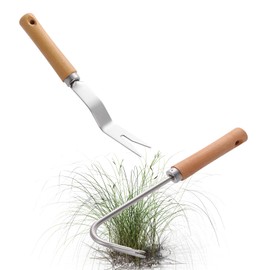 Ieron 2 Pcs Hand Weed Remover Tool Garden Manual Weed Puller with Handle Paving Weeding Tool Stainless Steel Deep Root Weeder Tools for Patio Crack Lawn Grass