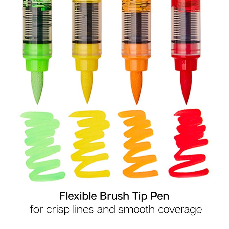 KINGART Acrylic Paint Markers Brush Tip, 12 Vibrant Colors. Water-based,