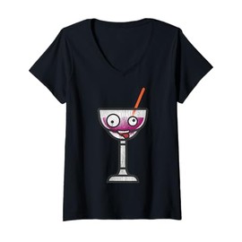 Womens Cartoon Drink Character Fun Illustration Of A Playful Drink V-Neck T-Shirt