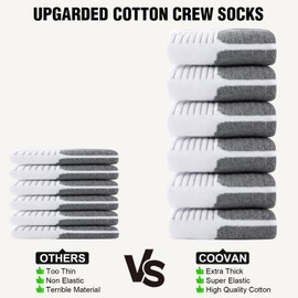 COOVAN Mens Cotton Crew Socks Moisture Wicking Cushioned Athletic Heavy Duty Work Boot Socks 6 Pairs