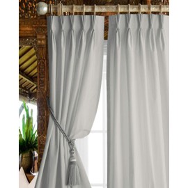 Magic Drapes Triple Pinch Pleat Blackout Curtains 100% Polyester Thermal Insulated Room Darkening Curtains & Window Panels for Bed Living Room W(26"+26") L45 (2 Panels Combined) (W52 x L45, Silver)