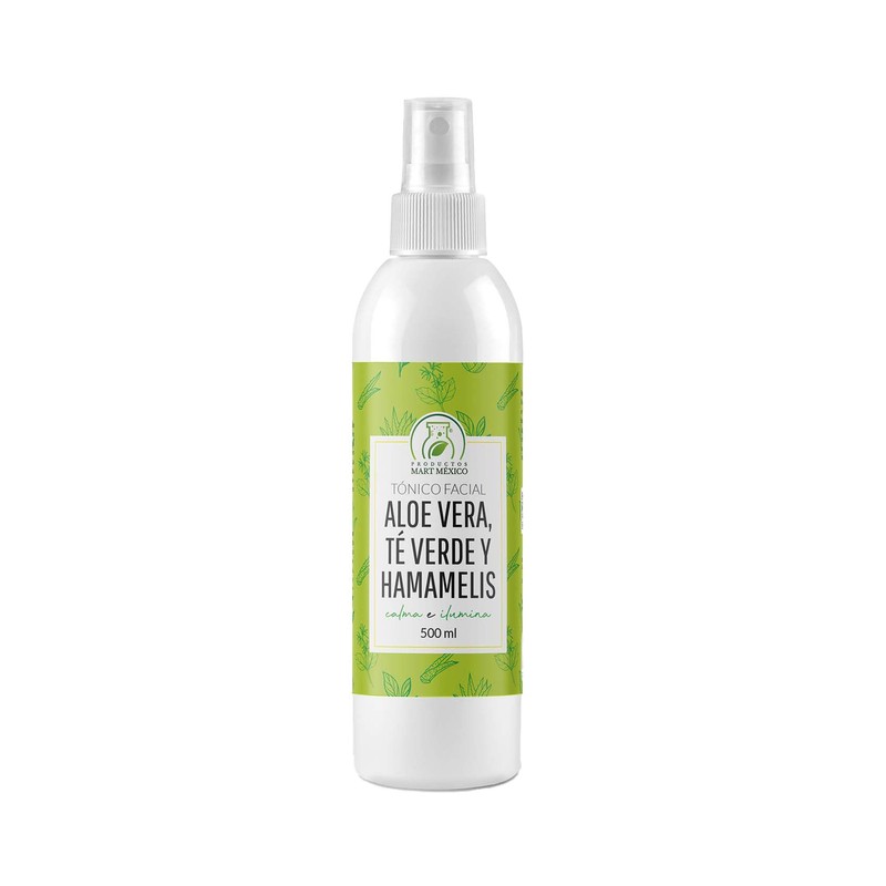 Tónico De Aloe Vera,Té Verde Hamamelis Hidratante Facial 500 Ml
