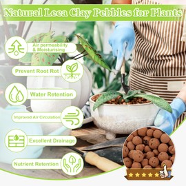 Sunwinx 4 LBS Natural Leca Clay Pebbles for Plants- 4-16mm Expanded Clay Leca Balls for Indoor Plants, Hydroton Clay Pebbles for Plants Hydroponic & Aquaponics Growing, Orchids, Drainage, Terrarium