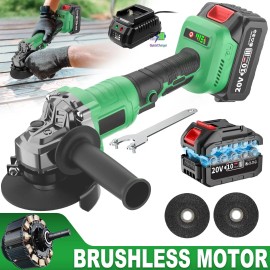 Brushless 20V Cordless Angle Grinder 8100rpm Industrial DIY Power Tool Battery Operated with Grinding Wheelvoltage: 20 V, Disc Diameter: 5 in, power: 850W, color: Green