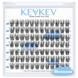 Lash Clusters 84 Pcs Cluster Lashes Eyelash Clusters DIY Cluster Eyelash Extensions Individual Lashes Thin Band & Soft(Monsoon,D-10mm)
