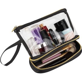 Epzia Clear Travel Makeup Bags - TSA Approved Cosmetic & Toiletry Organizer for Women - Waterproof Makeup Pouch for Purse, Brushes & Accessories